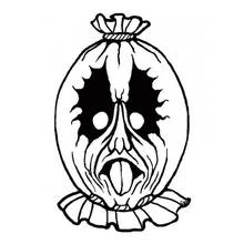Sack mask with scary face for Halloween coloring page