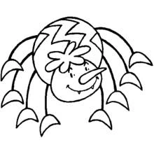 Funny spider with a big grin coloring page