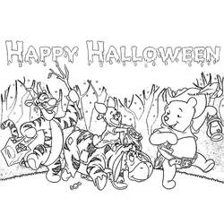 Winnie the Pooh and friends trick-or-treating coloring page