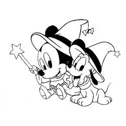 Mickey and Pluto in wizard costumes coloring page