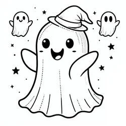 Color this Halloween Ghost (Holidays and Celebrations) printable page #216242 with your favorite tools