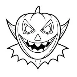 Halloween mask with pumpkin face and pointed ears coloring page