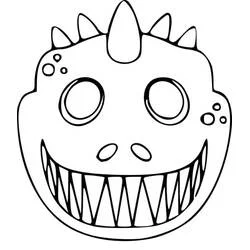 Halloween mask with dragon spikes and sharp teeth coloring page
