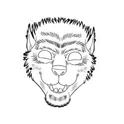Halloween werewolf mask coloring page