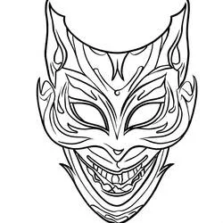 Scary Halloween mask with sharp grin coloring page