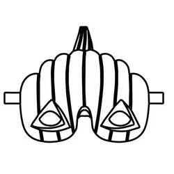 Pumpkin-shaped mask with ribbed lines coloring page