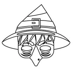 Witch mask with pointed hat coloring page