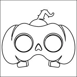Halloween pumpkin mask with round eyes coloring page