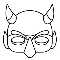 Devil mask with horns coloring page