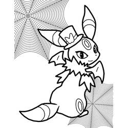 Umbreon Pokemon wearing a Halloween witch hat coloring page