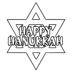 Star of David with Happy Hanukkah lettering coloring page