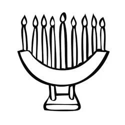 Hanukkah menorah with nine lit candles coloring page