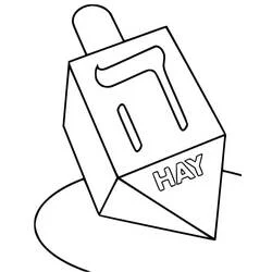 Dreidel spinning with Hebrew letter coloring page