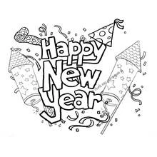 Happy New Year - Free printable coloring pages