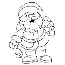 Santa Claus carrying his sack with a bell coloring page