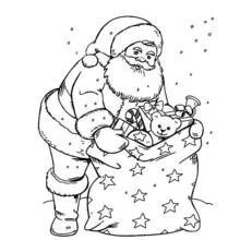 Santa Claus with his big bag of gifts coloring page