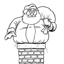 Santa Claus stuck in a chimney coloring page
