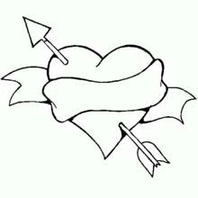 Heart pierced by an arrow with a banner coloring page