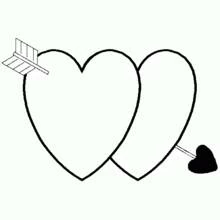 Two hearts pierced by an arrow coloring page
