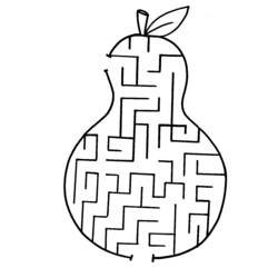 Pear-shaped maze puzzle coloring page