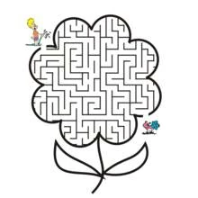 Boy watering a flower maze coloring page
