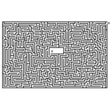 Complex maze from center to exit coloring page