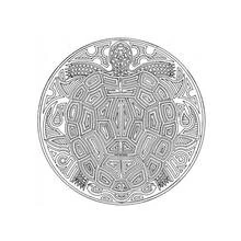 Turtle mandala with tribal patterns coloring page