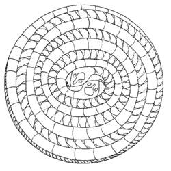 Snake coiled into a spiral mandala coloring page