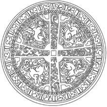 Mandala with four rabbits in a circle coloring page