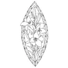 Lily flowers mandala in a pointed frame coloring page