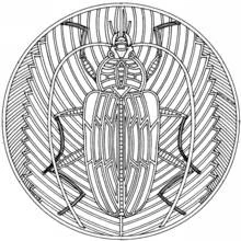 Beetle mandala with radiating lines coloring page