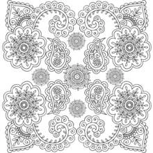 Mandala with paisley flowers and swirls coloring page