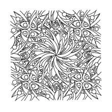 Zen mandala with swirling petals coloring page
