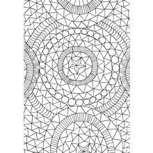 Mandala with star center and geometric rings coloring page