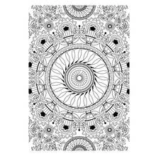 Mandala with floral petals and spiral center coloring page