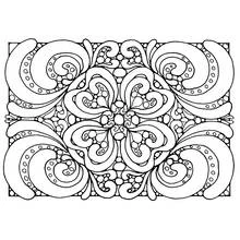 Mandala with symmetrical swirls and dots coloring page