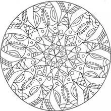 Mandala with kaleidoscope petals coloring page