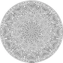 Mandala with spiral maze pattern coloring page