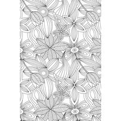 Mandala of overlapping leaves and flowers coloring page