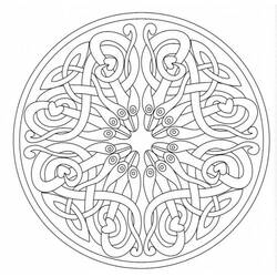 Mandala with intertwined bird heads coloring page
