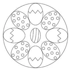 Easter mandala with eggs coloring page