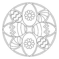 Easter mandala with Easter eggs coloring page