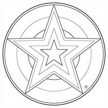 Star mandala with concentric circles coloring page
