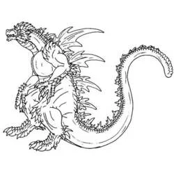 Godzilla standing with spiky back and long tail coloring page