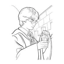 Harry Potter preparing a magic potion coloring page