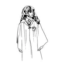 Hermione Granger in her school robe coloring page