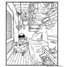 Harry Potter reading under the stairs coloring page