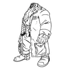 Hagrid standing in his long coat coloring page