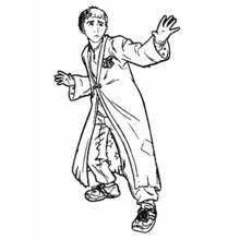 Harry Potter in a cautious pose coloring page