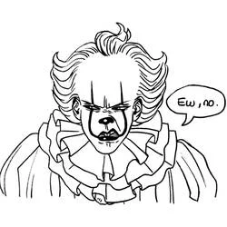 Pennywise with a disgusted expression coloring page